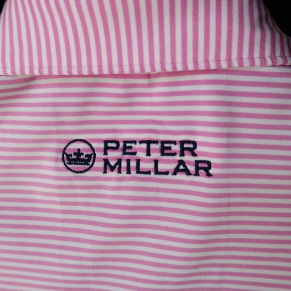 Peter Millar Summer Comfort Pink Striped K Club Polo (L) ⛳️ - Picture 5 of 8